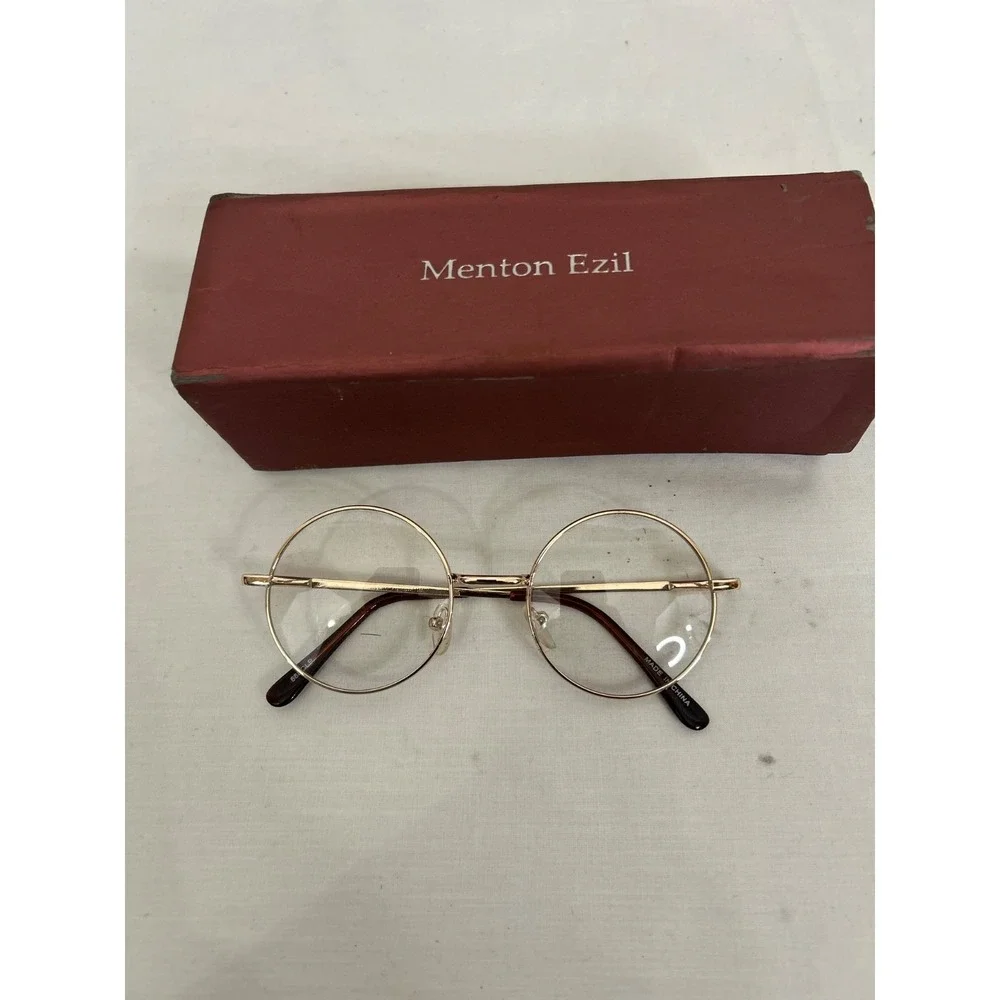 Menton‎ Ezil Gold Rim Round Clear Non Prescribe Glasses